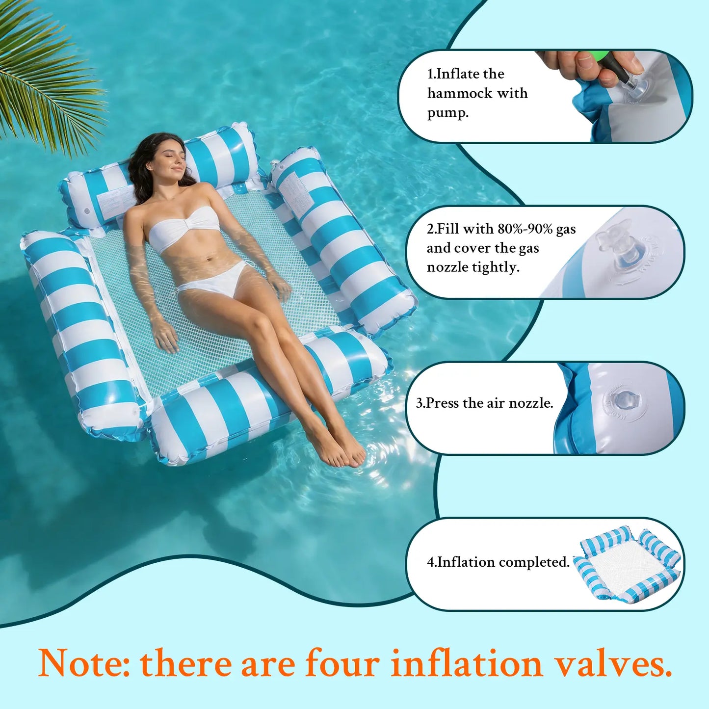 Pool Floats, Inflatable Hammock Pool Floats, Portable Floating Pool Chair, Pool Lounge Chair for Adults, Summer Pool Float Raft for Relaxing & Travel, Backyard Party Pool Accessories, Beach Vacation Pool Gear, Swimming Pool Set， Pool Accessories,Su