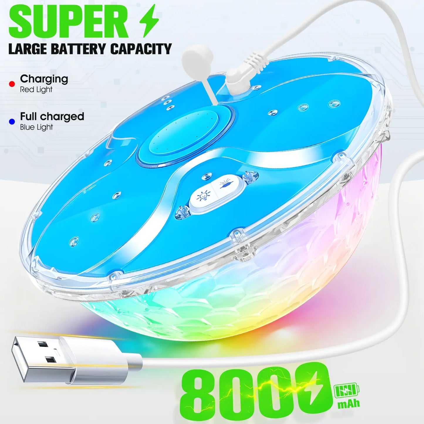 Prosplash Rechargeable Pool Fountain with Remote,8000Mah Floating LED Pool Fountain with Light,Above Ground Pool Water Fountain Pump,Outdoor Swimming Pool Sprinkler Fountains for Inground Pools Fountain-White