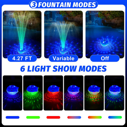 Prosplash Pool Fountain with Remote, Dolphing Floating Pool Fountain with Lights, above Ground Pool Water Fountains with Anchor, Swimming Pool Fountains for Inground Pool-1Pc,Blue