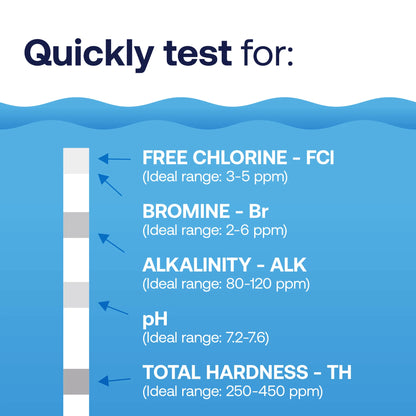 Spa Care 6-Way Pool and Spa & Pool Test Strips, Chemical Tester, 25 Each