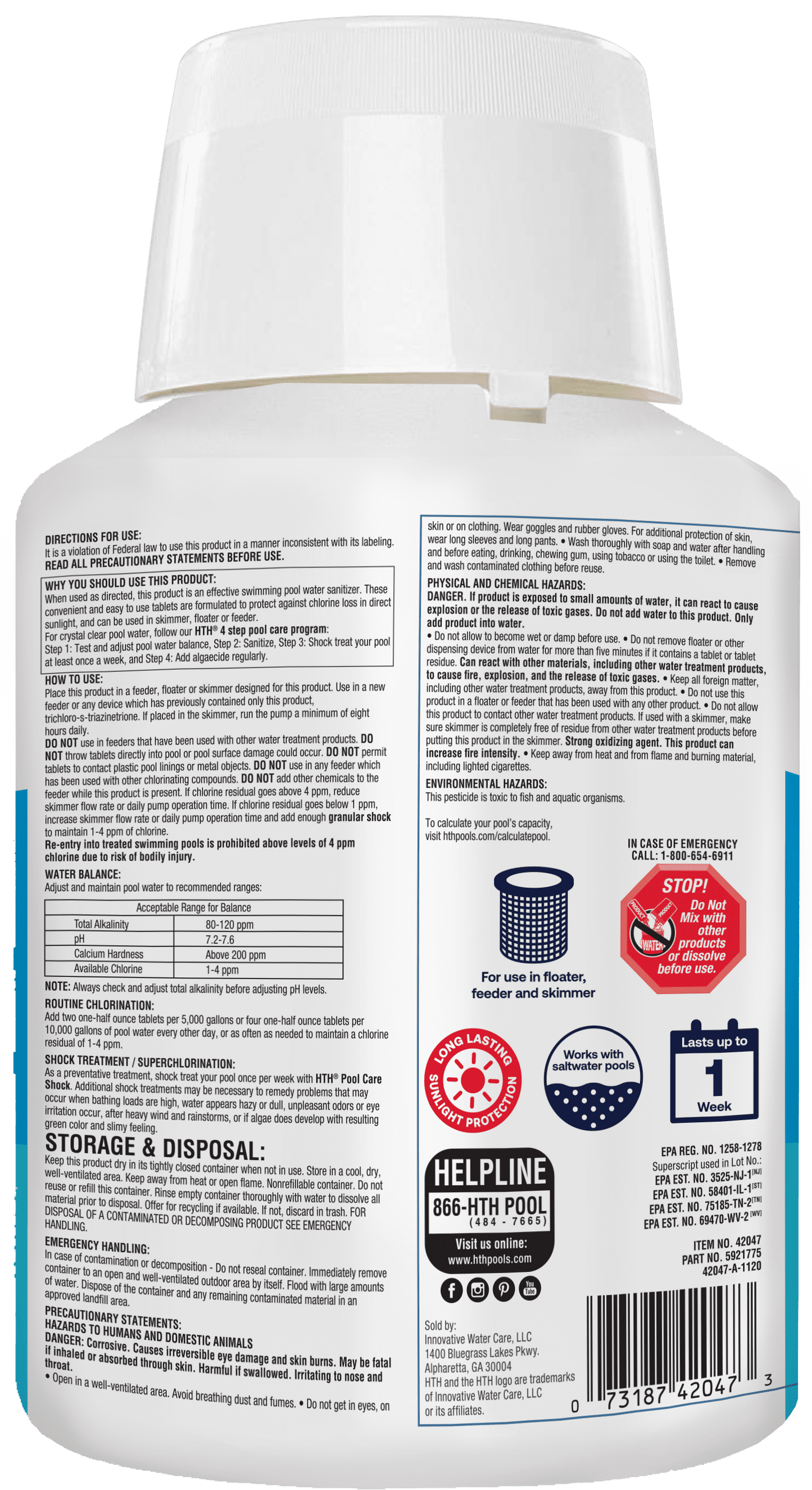 1-Inch Chlorine Tablets — Tablet Form, 5 Lb — Pool Sanitizer to Kill Algae & Bacteria