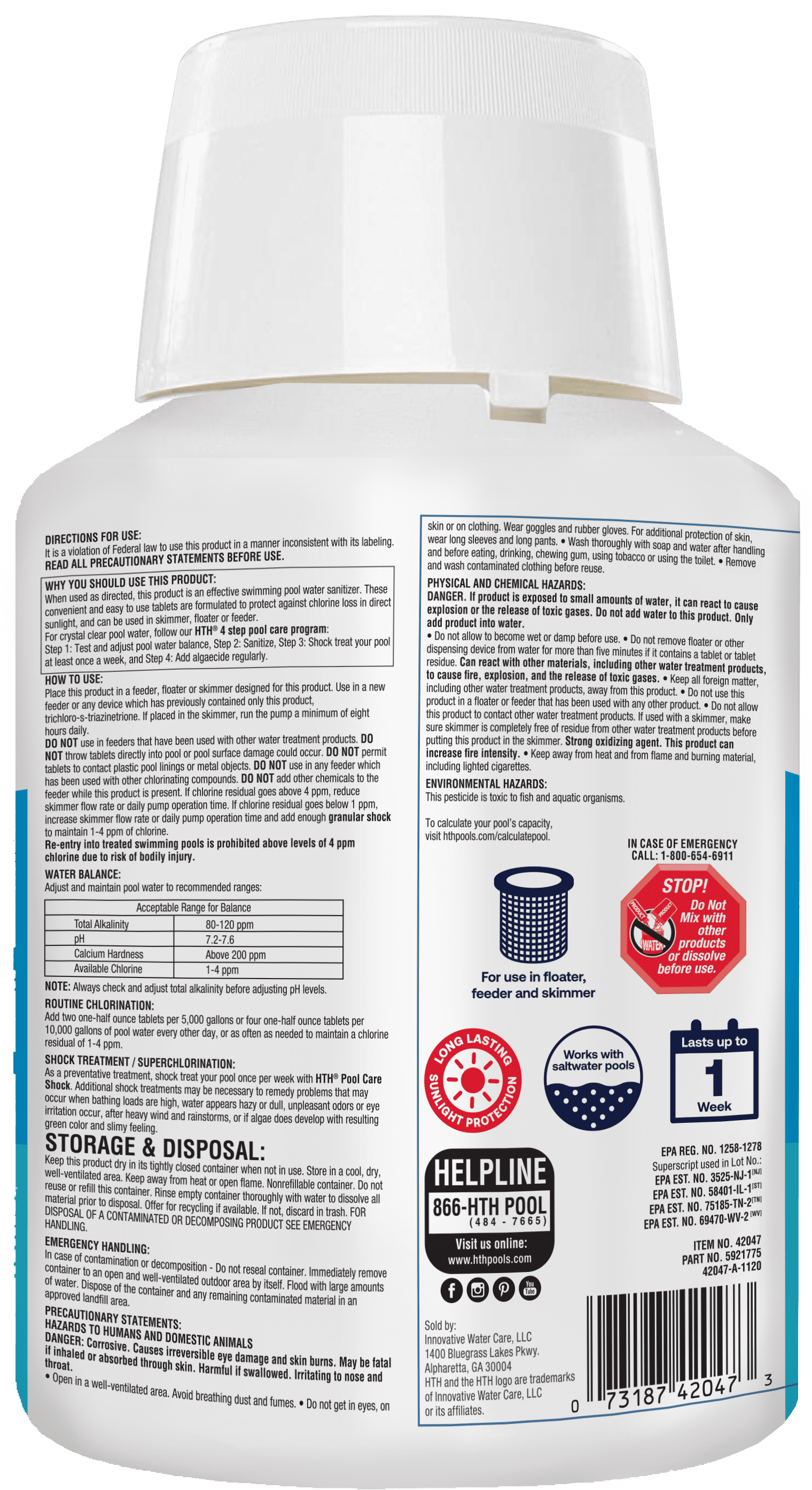 1-Inch Chlorine Tablets — Tablet Form, 5 Lb — Pool Sanitizer to Kill Algae & Bacteria