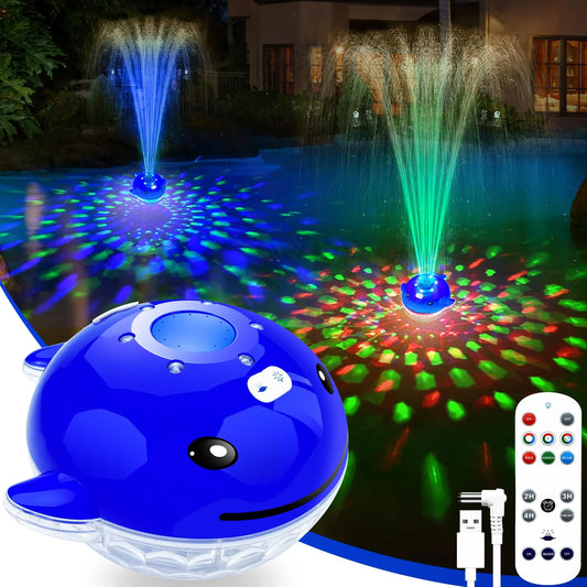 Prosplash Pool Fountain with Remote, Dolphing Floating Pool Fountain with Lights, above Ground Pool Water Fountains with Anchor, Swimming Pool Fountains for Inground Pool-1Pc,Blue
