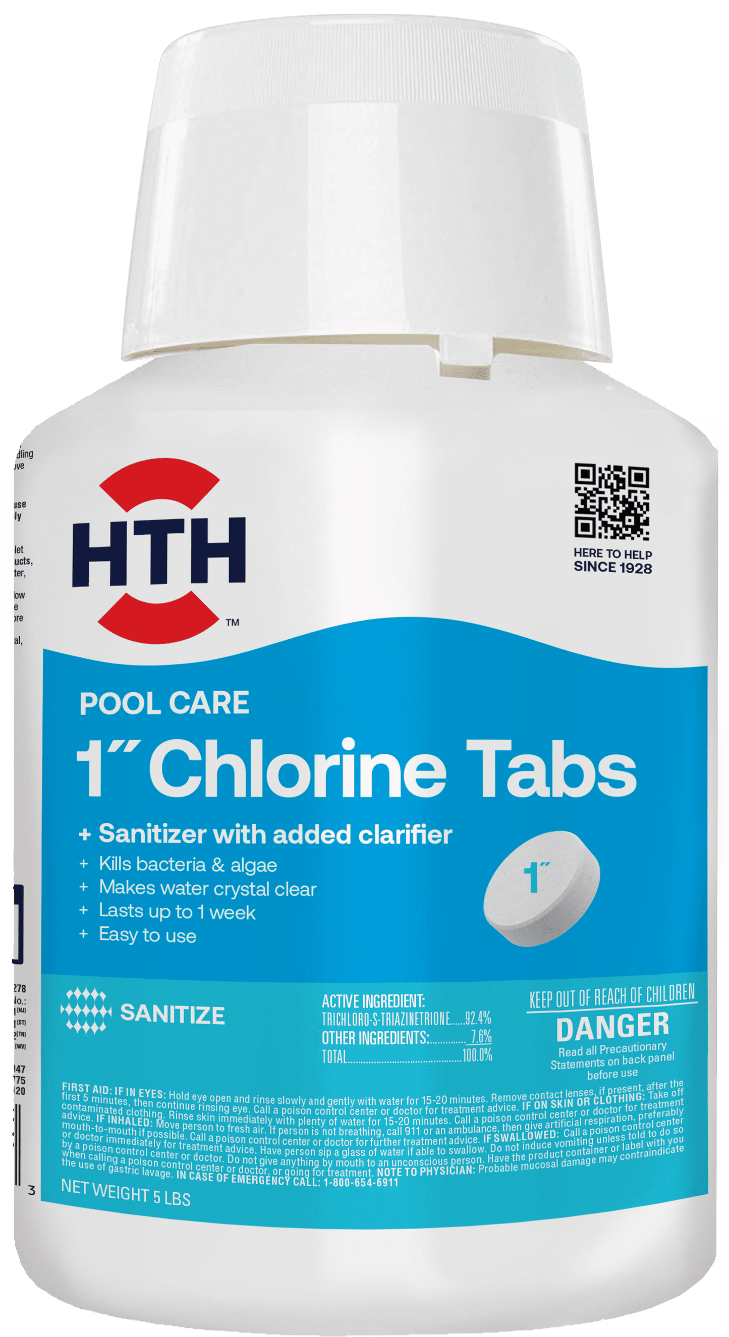1-Inch Chlorine Tablets — Tablet Form, 5 Lb — Pool Sanitizer to Kill Algae & Bacteria