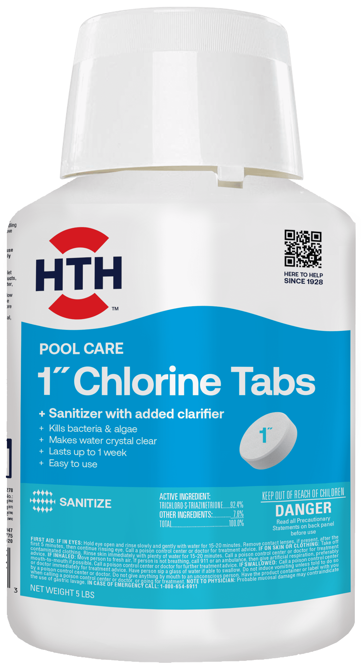 1-Inch Chlorine Tablets — Tablet Form, 5 Lb — Pool Sanitizer to Kill Algae & Bacteria