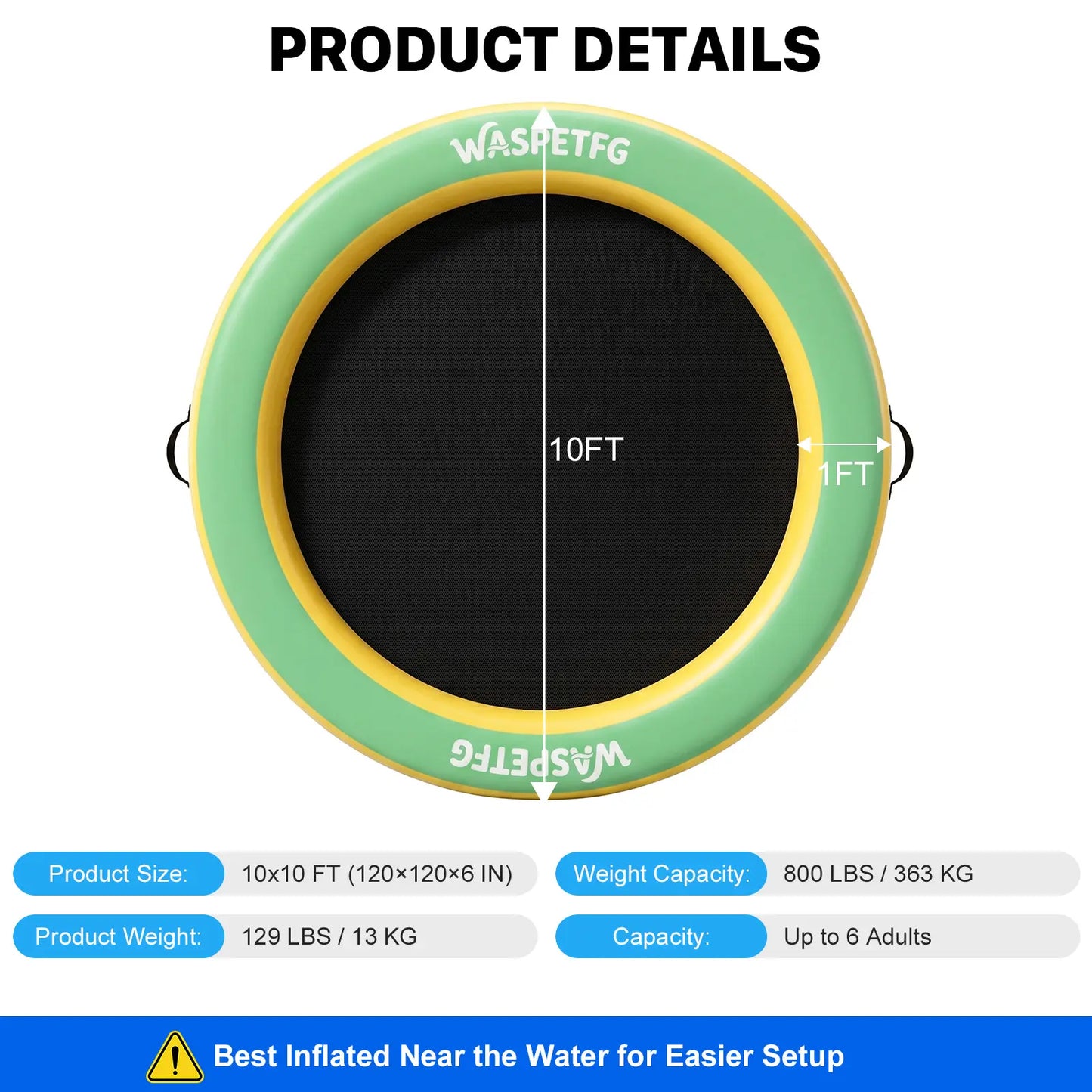 2026 New 8FT/10FT Circle/ H-Shaped/ Square Circle Inflatable Water Hammock for Adults, Fun for Kids Ages 3+, Floating Raft Dock Platform with Mesh, Heavy Duty Water Float Dock for Lake, Beach, Summer Party