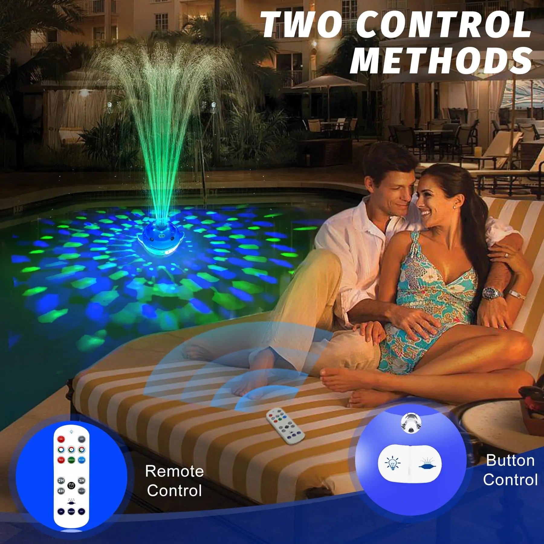 Prosplash Pool Fountain with Remote, Dolphing Floating Pool Fountain with Lights, above Ground Pool Water Fountains with Anchor, Swimming Pool Fountains for Inground Pool-1Pc,Blue