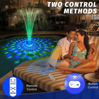 Prosplash Pool Fountain with Remote, Dolphing Floating Pool Fountain with Lights, above Ground Pool Water Fountains with Anchor, Swimming Pool Fountains for Inground Pool-1Pc,Blue