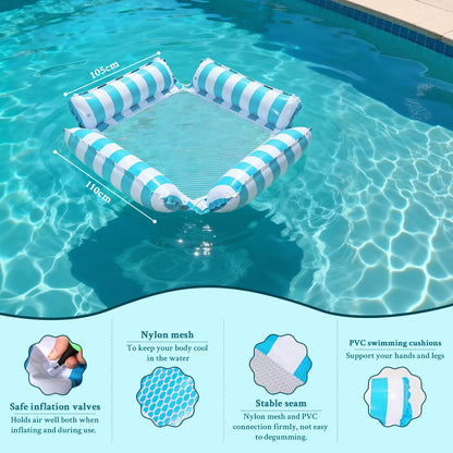 Pool Floats, Inflatable Hammock Pool Floats, Portable Floating Pool Chair, Pool Lounge Chair for Adults, Summer Pool Float Raft for Relaxing & Travel, Backyard Party Pool Accessories, Beach Vacation Pool Gear, Swimming Pool Set， Pool Accessories,Su
