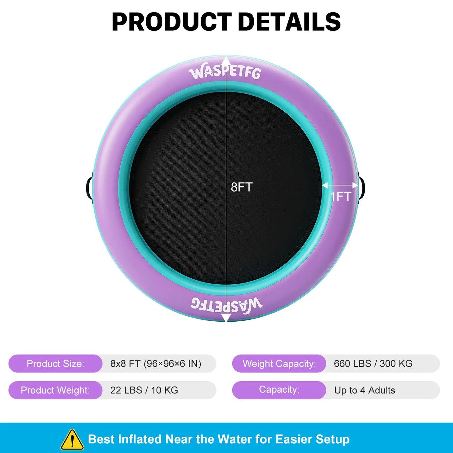 2026 New 8FT/10FT Circle/ H-Shaped/ Square Circle Inflatable Water Hammock for Adults, Fun for Kids Ages 3+, Floating Raft Dock Platform with Mesh, Heavy Duty Water Float Dock for Lake, Beach, Summer Party