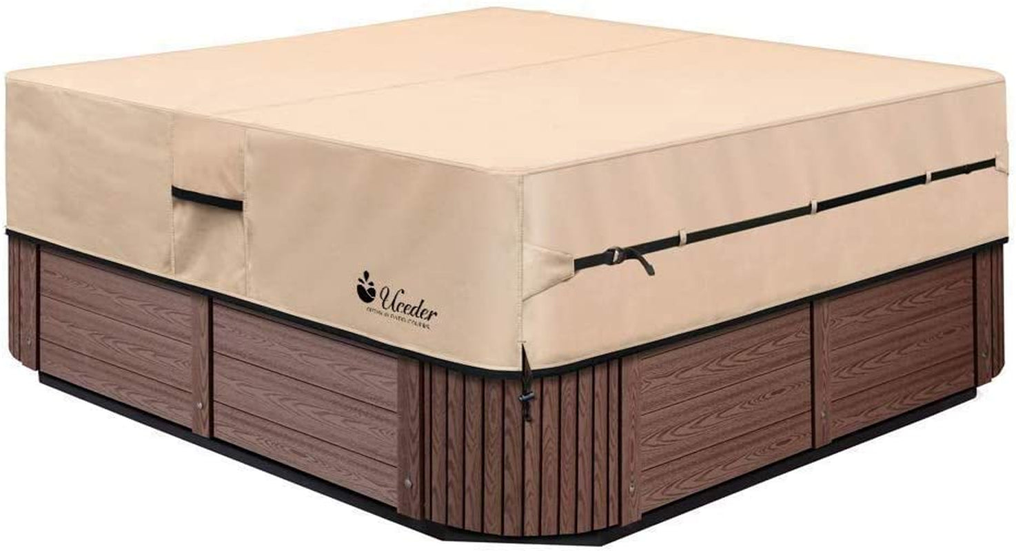 Waterproof Hot Tub Cover Outdoor Spa Cover (95''X 83''X20) 600D Heavy Duty Polyester Hot Tub Cover Protector(Brown)