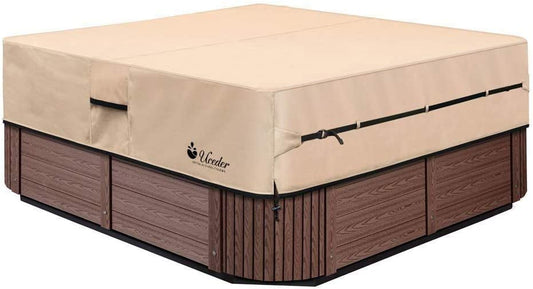 Waterproof Hot Tub Cover Outdoor Spa Cover (95''X 83''X20) 600D Heavy Duty Polyester Hot Tub Cover Protector(Brown)